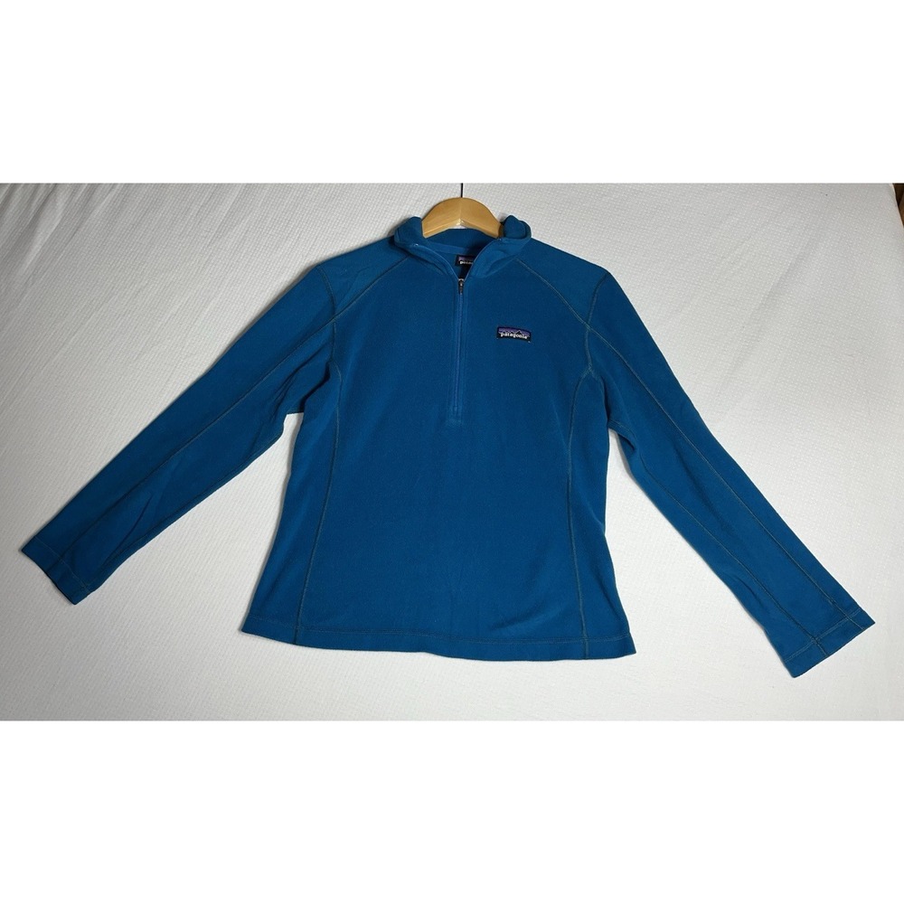 Patagonia Sweater Womens Small Teal Blue Fleece 1/4 Zip Pullover Lightweight